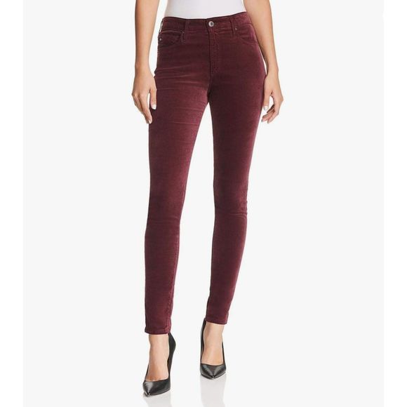 AG Adriano Goldschmied Farrah High Rise - Rich Carmine (Velvet / velour legging) - Picture 1 of 6